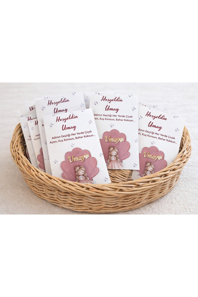 Defne 10 adet kuşe kâğıt üzeri figürlü Pleksi