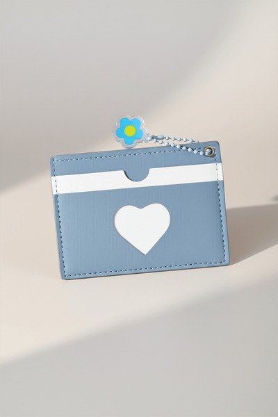TAKIŞTIR Μπλε Χρώμα Καρτοθήκη με Λεπτομέρεια Καρδιάς