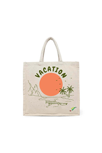 BYFT Tote Bag - Vacation Printed Stylish Carry-All Cotton Tote Set of 01