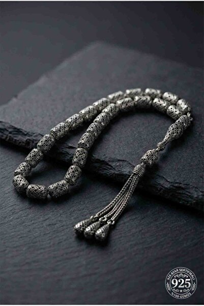 Roza Silver 925 Ayar Kapsül Kesim 3 Kamçılı Püskül Orta Boy Yonca İşlemeli Ot...