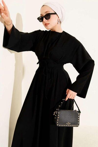 Sara Deluxe Stylish Drapey Waist-Tieded Turkish Long Dress