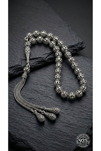 Roza Silver 925 Ayar Küre Kesim 3 Kamçılı Püskül Bilek Boy Modern İşlemeli Ot...