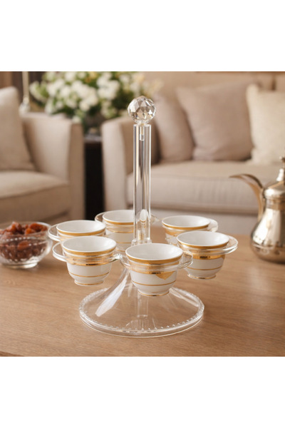 Dania ✨ حامل 6 فناجين قهوة من الأكريليك الفاخر – تصميم أنيق لتنظيم وتقديم الض...