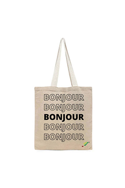 BYFT حقيبة تعليقة - مطبوع حقائب قطن أنيقة متعددة الاستخدامات بطبعة Bonjour، ق...