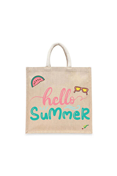 BYFT Tote Bag - Hello Summer 2 Printed Stylish Carry-All Cotton Tote Set of 01
