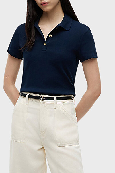 Tommy Hilfiger قطن قطعة تي شيرت بياقة بولو مع قصة ضيقة أزرار تي شيرت بياقة بو...