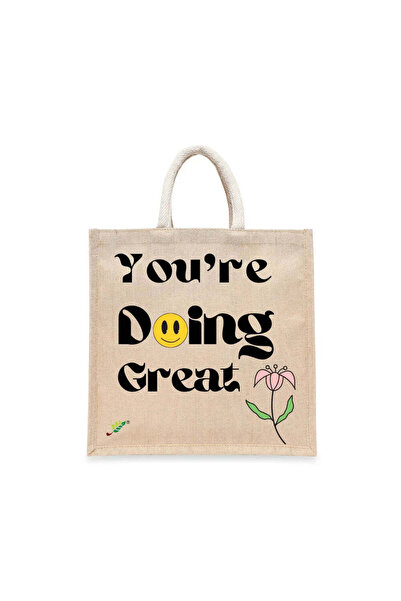 BYFT حقيبة تعليقة - أنتِ رائعة! طقم حقائب تسوق قطن أنيقة مطبوع ، قطعتان