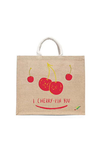 BYFT حقيبة تعليقة - حقيبة قطن أنيقة مطبوع صورة "أحبك" - طقم من قطعة واحدة