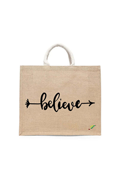 BYFT حقيبة تعليقة - طقم حقائب تسوق قطن أنيقة مطبوع بشعار "Believe" مكون من قط...