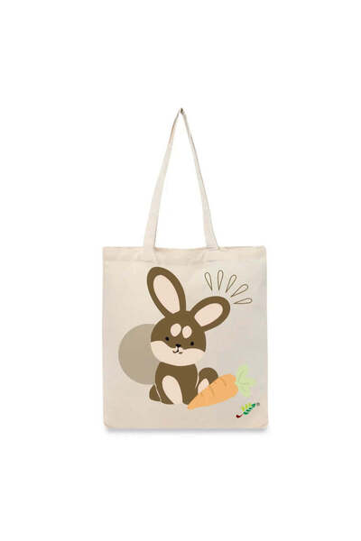 BYFT حقيبة تعليقة - حقيبة قطن أنيقة متعددة الاستخدامات مطبوع أرنب وجزر، طقم م...