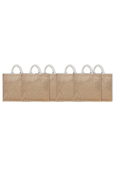 BYFT Laminated Jute Tote Bags With Gusset (Natural) 13 x 13 Inch Reusable Sho...