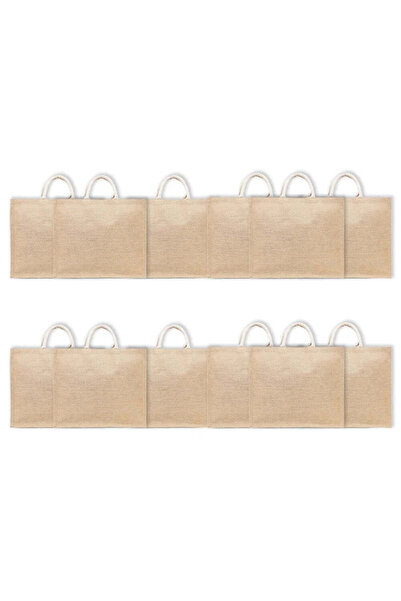 BYFT Laminated Jute Tote Bags With Gusset (Natural) 14.4 x 17 Inch Reusable S...