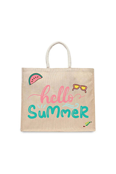 BYFT Tote Bag - Hello Summer 2 Printed Stylish Carry-All Cotton Tote Set of 01