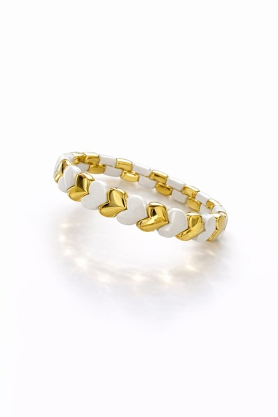 CHARMLUCKY White Heart Rubber Bracelet