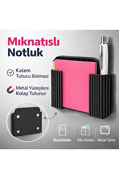 justone Buzdolabı Magnet Notluk Organizer – Not Kağıdı ve Kalem Tutucu Mutfak...