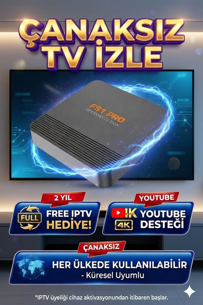 FS1PRO TEKNOLOJI FS1 PRO TV BOX 2 YIL İPTV HEDİYELİ - Media PLAYER 4K