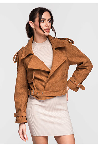 OMBRE Dámská lehká přechodová bunda OW-JAFL-0112 Camel