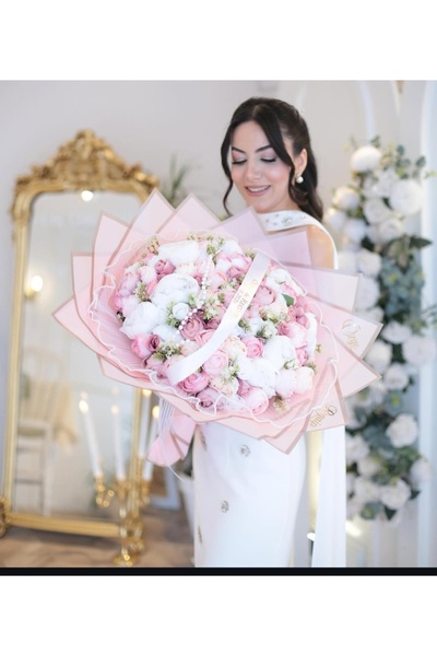 Genel Markalar bileklik hediyeli Pembe kız isteme çiçeği yapay buket isteme çiçeği-