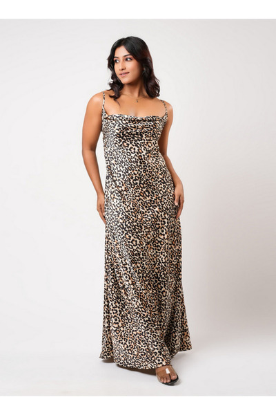 Aadaraya Sleeveless Animal Print Maxi Night Gown