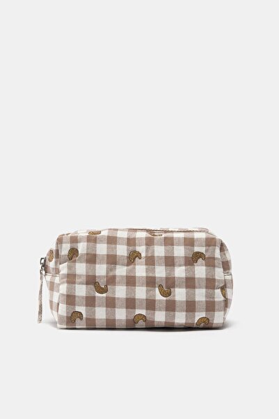 Pull & Bear Pötikareli kruvasan makyaj çantası