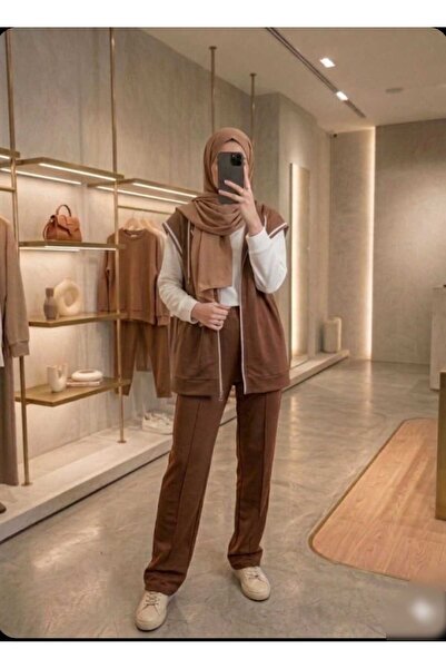 Azram Fashion KADIN TESETTÜR ÜÇLÜ TAKIM(TUNİK+YELEK+EŞOFMAN)