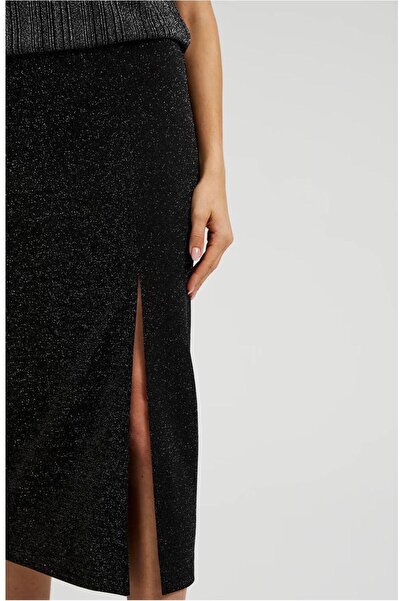 PIECES Elegant Glitter Skirt with Front Opening