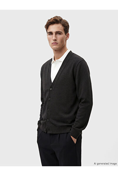 LC Waikiki سترة LCW Vision Anthracite للرجال ذات ياقة على شكل حرف V