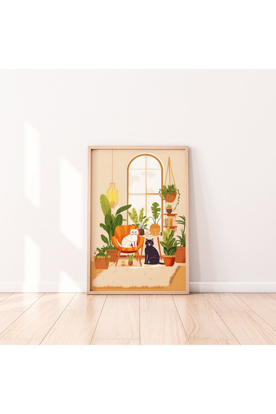 Tuba Decor Doi păpuși drăguți într-o singură tablou cu ramă din lemn pisică