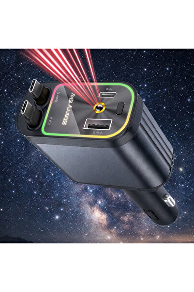 MODALITE Incarcator auto inteligent 4 in 1, Fast charge 66W, Cabluri retracta...