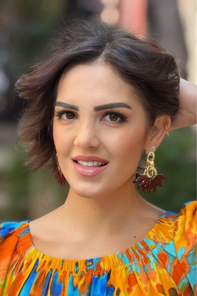 Nevin Kaya Moda Burgundy Lotus Earrings