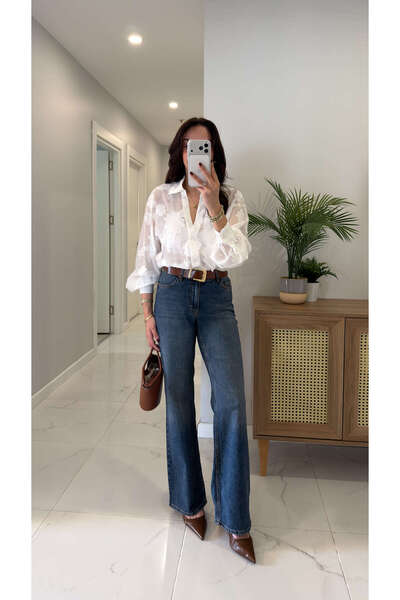 BİRCANÇİL Jetro Navy Blue Wide Leg Jean