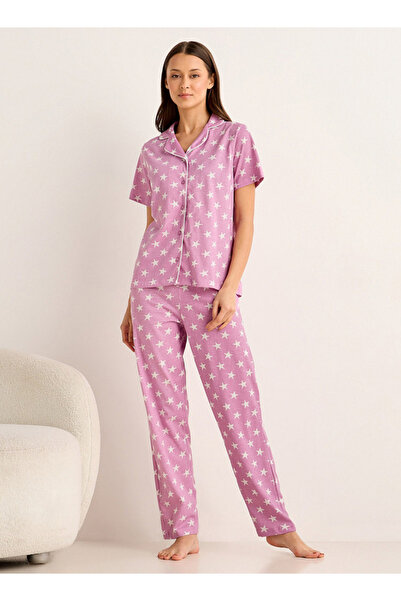 FAV طقم بيجاما مكون من قميص بأزرار وبنطال