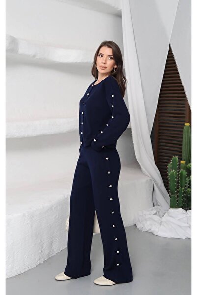 chwain Stone Detailed Women's Knitwear Set – Elegant and Modern Sophistication