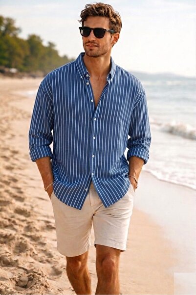 YNGMENCLASS Iron-Free, Lightweight Do Textured Fine Stripe Dress Shirt for Me...