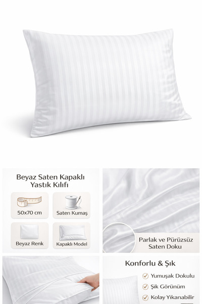 Yamesa White Striped Satin Pillowcase