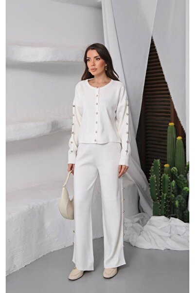 chwain Stone Detailed Women's Knitwear Set – Elegant and Modern Sophistication