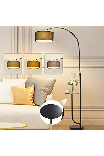 RahaShop مصباح أرضي LED مزود برف قابل للتعديل وطاولة مدمجة، يوفر إضاءة موفرة ...