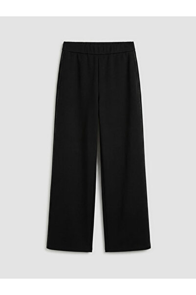 LC Waikiki LCW Grace Siyah Beli Lastikli Geniş Paça Kadın Pantolon