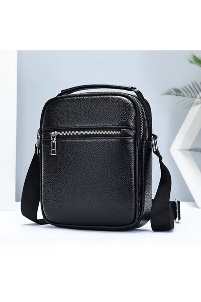 delis Geanta de umar pentru barbati, Alexander GT3810, piele naturala, Negru