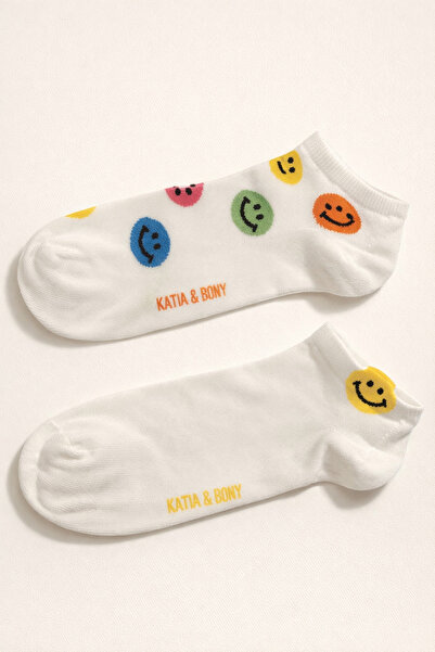 Katia&Bony Women's Smiling Face Patterned 2-Piece Step Socks