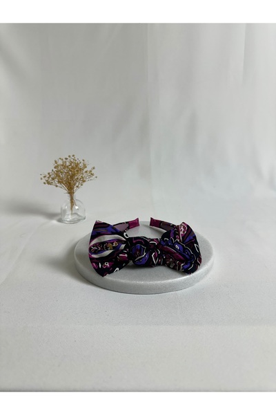 MegssStore منقوش عصابة رأس على شكل تاج مزينة بفيونكة