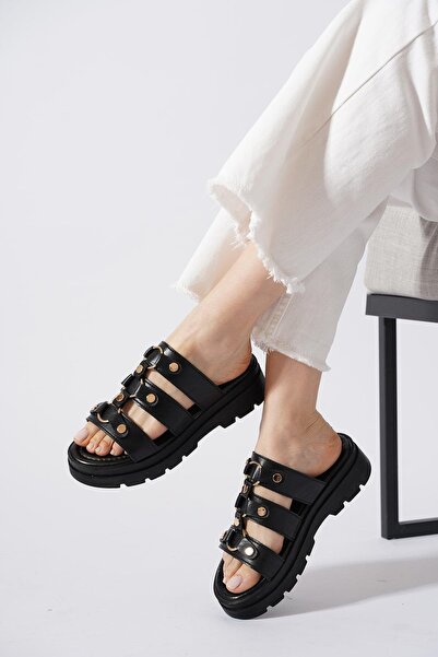 Castle Black AC35351 PAPUCI DE DAMĂ CU TALPĂ GROASĂ ȘI CATARAMĂ