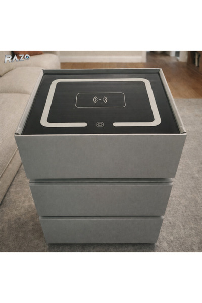 MODALITE Noptiera inteligenta, Multifunctionala cu LED, Incarcare wireless, B...