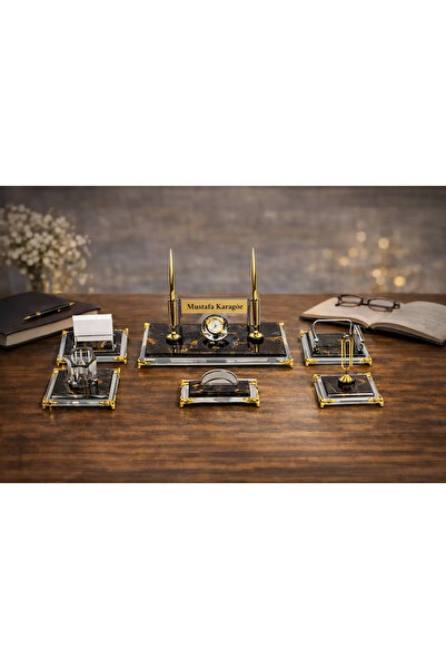 Outdoor One Kişiye Özel Masa Sümeni – 6 Parça Lüks Ofis Masa Seti | İsimlikli...