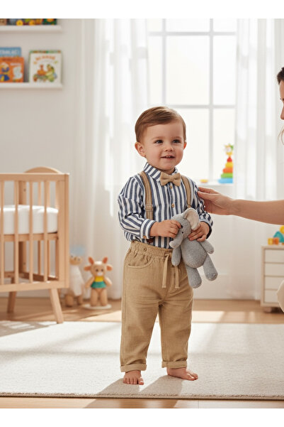 Pufiko Kids مخطط طقم بنطلون وربطة عنق للأطفال الذكور