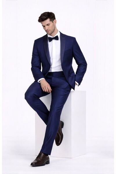 FABIO CASSEL Erkek Slim Fit Damatlık Takım Elbise – Düğün İçin Özel Tasarım