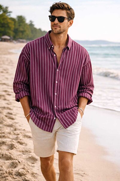 YNGMENCLASS Iron-Free, Lightweight Do Textured Fine Stripe Dress Shirt for Me...