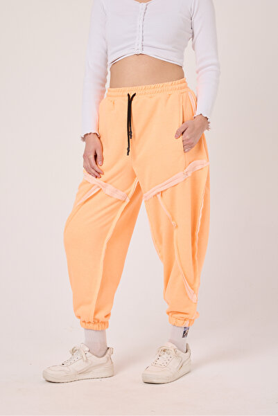 Superbluemexico Women's Street Style Dirty Stitched Half-Shalwar Cut Pants