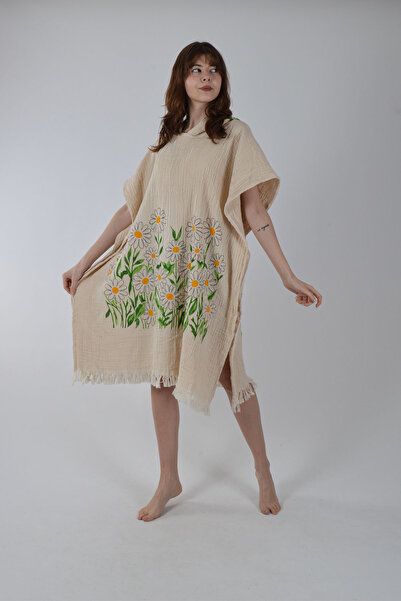 REİNA TEKS Poncho Muslin, pachet de bumbac piese, cu model margarete, îmbrăcă...