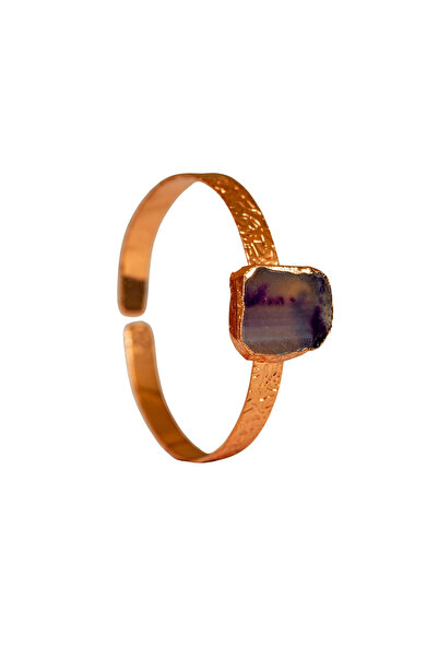 Zeynep Büyükbay Adjustable Purple Agate Stone Copper Bracelet